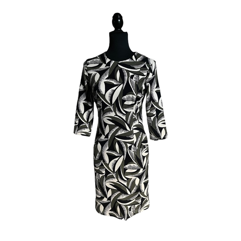 J. McLaughlin Catalyst Dress | Pop Feather Print Black Green | Size XS
